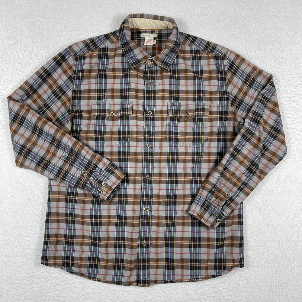 Carbon 2 Cobalt Shirt‎ Mens Medium Plaid Outdoors Casual Preppy Gorpcore Work